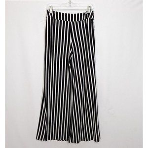 Joseph Ribkoff 6 Black/White Striped Palazzo Pants Side Pockets Elastic Waist
